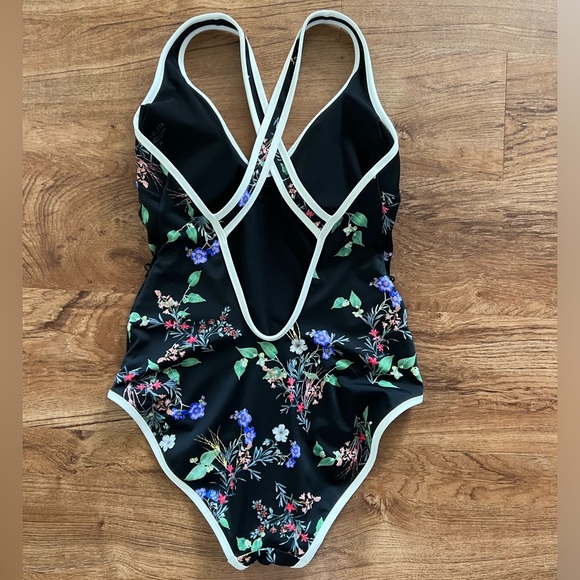 Athleta Black Floral One Piece Swimsuit - Picture 4 of 8